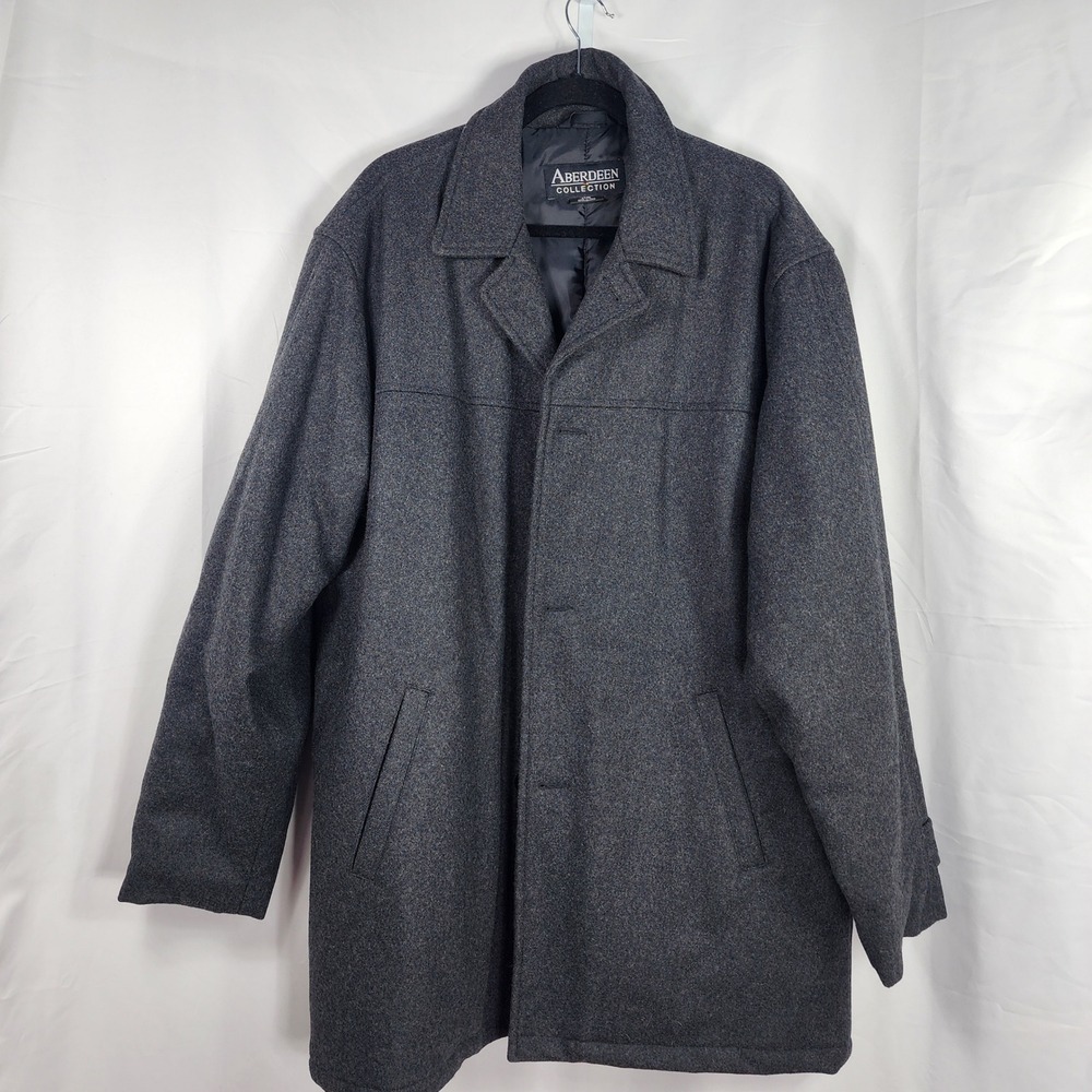 Aberdeen Collection Wool Blend Coat Mens Large Tall Gray Minimalist Business‎